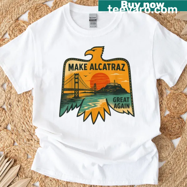 Bald eagle vintage t-shirt with humorous phrase about Alcatraz