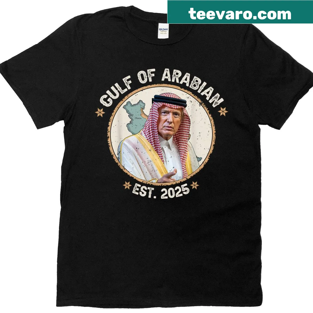 Vintage Persian Gulf themed T-shirt with retro design and wordmark — on a men's t-shirt