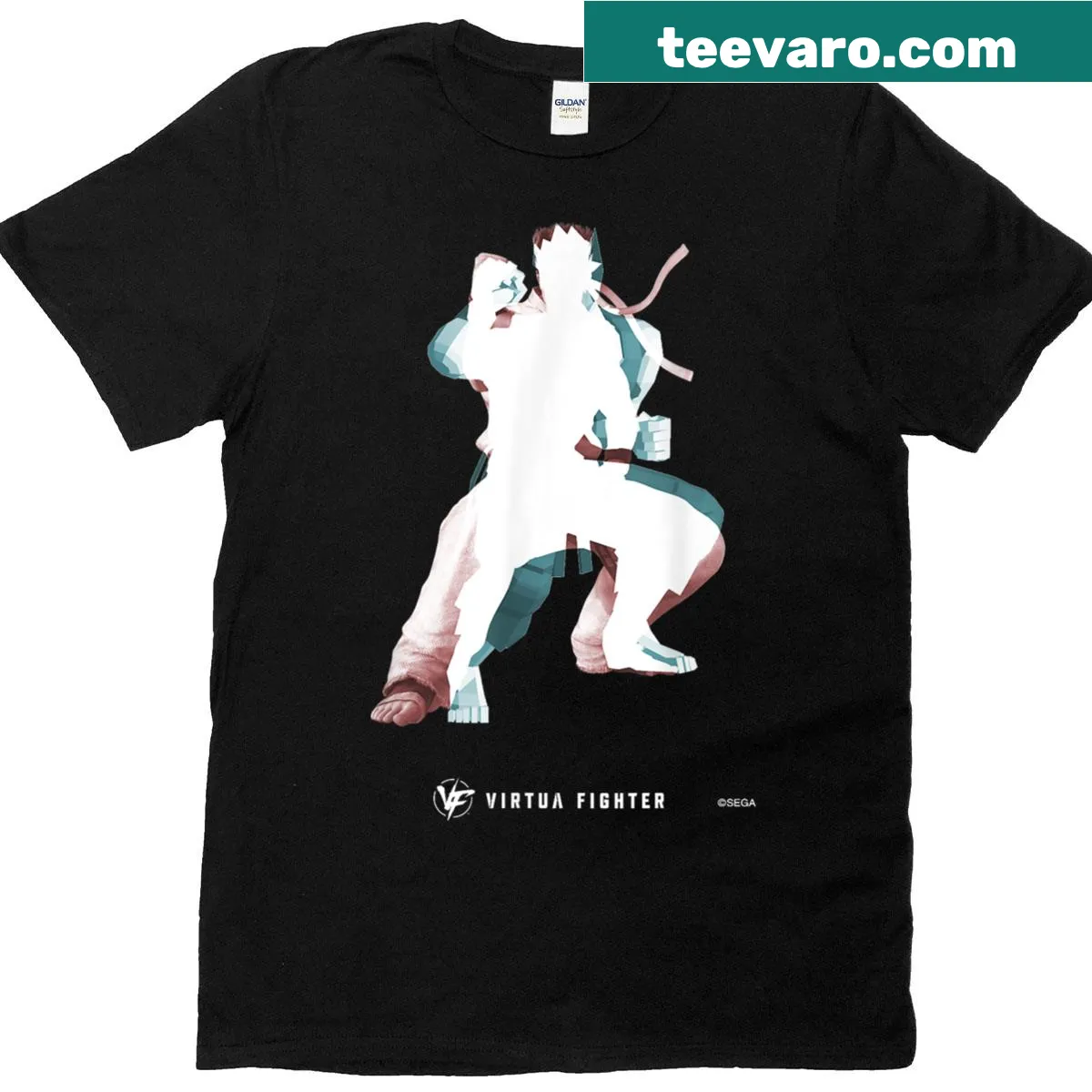 Silhouette design T-shirt featuring Virtua Fighter Akira Yuki — on a men's t-shirt