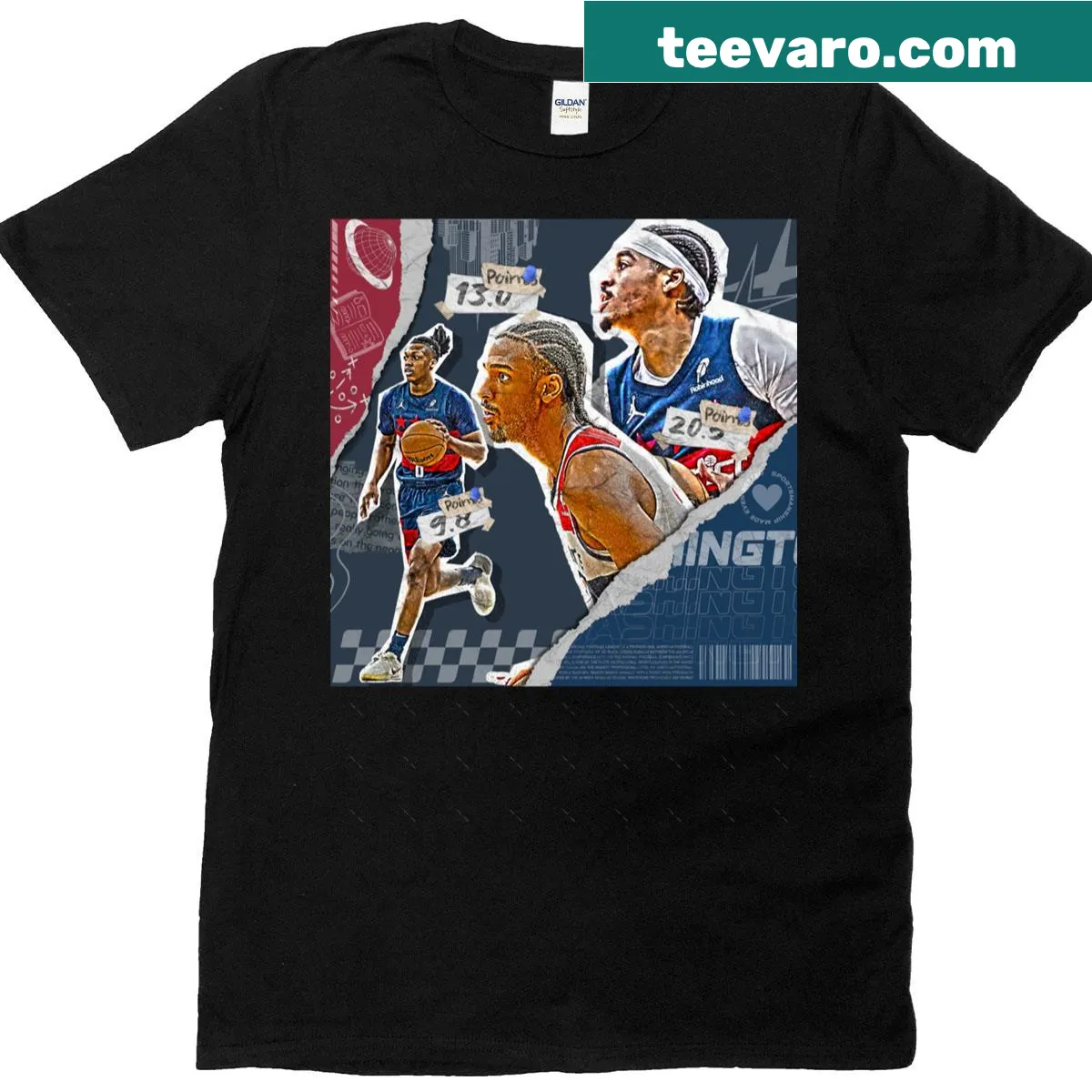Oversized Washington basketball squad T-shirt with an energetic graphic. — on a men's t-shirt