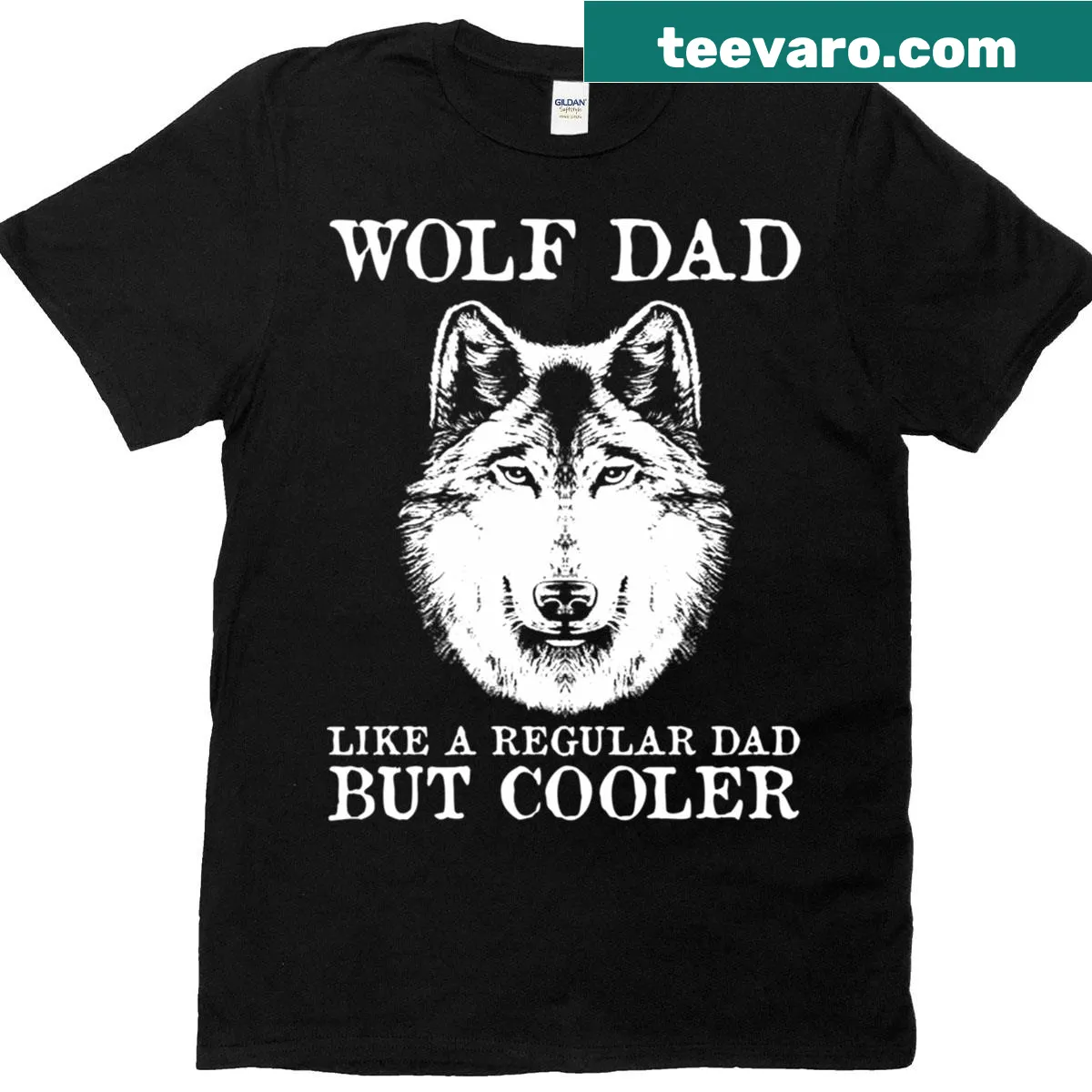 Wolf graphic T-shirt celebrating fatherhood — on a men's t-shirt
