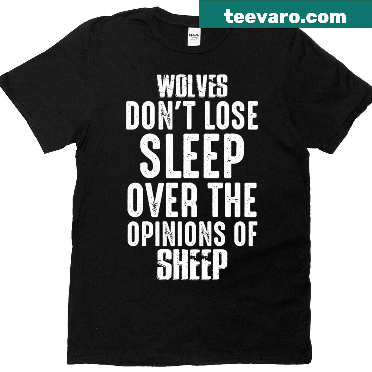 Bold text with wolf graphic proclaiming individuality — on a men's t-shirt