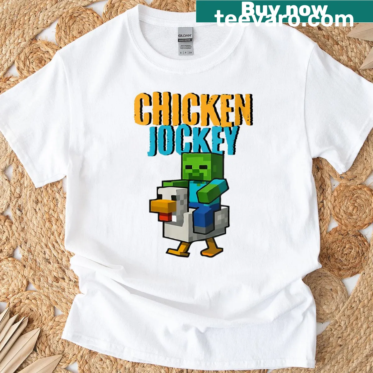Funny chicken meme t-shirt for gamers — on a men's t-shirt