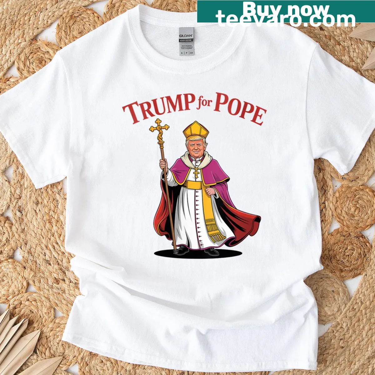 Funny t-shirt saying 'Trump For Pope' — on a men's t-shirt