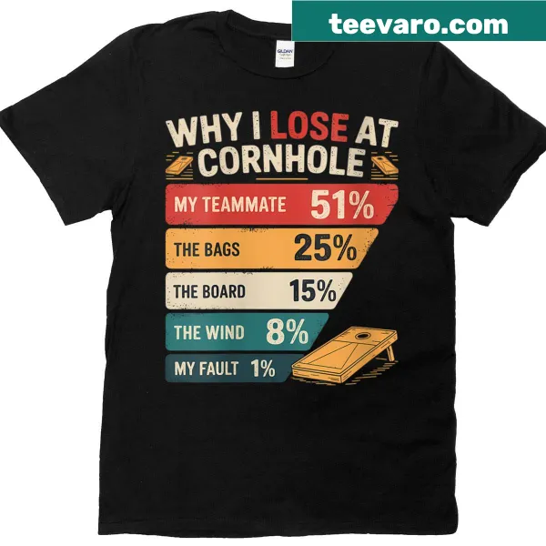 Funny cornhole-themed graphic t-shirt for women