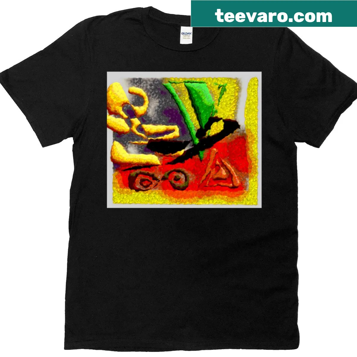 Graphic design simulating cracked glass on a t-shirt — on a men's t-shirt