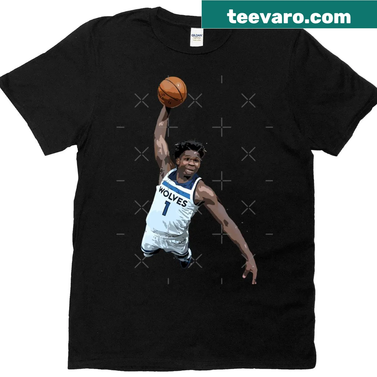 Artistic illustration of Anthony Edwards on a T-shirt — on a men's t-shirt