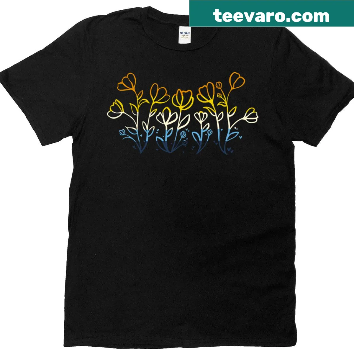Aroace Pride Flowers T-shirt with floral design around the pride symbol — on a men's t-shirt