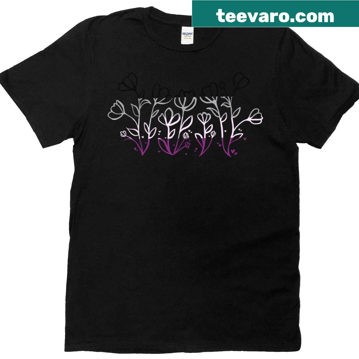 Asexual pride floral design on an oversized T-shirt — on a men's t-shirt