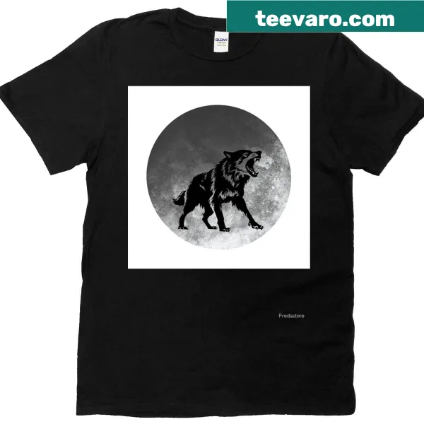 Graphic of a black wolf on a T-shirt