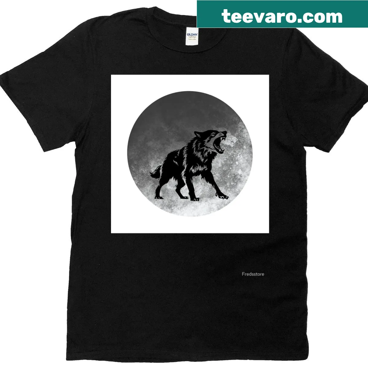 Graphic of a black wolf on a T-shirt — on a men's t-shirt