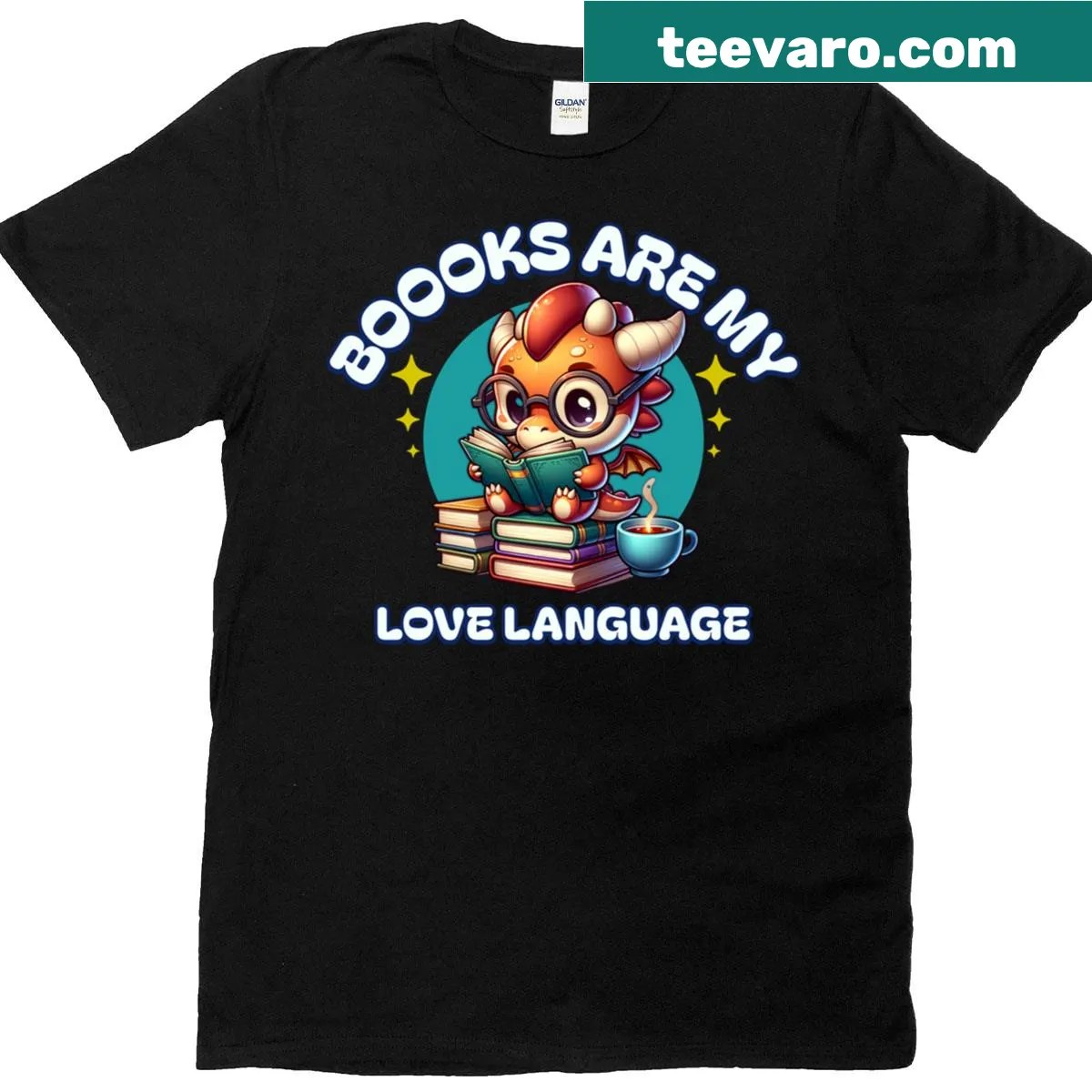 T-shirt featuring the phrase 'Books Are My Love Language' in elegant typography — on a men's t-shirt