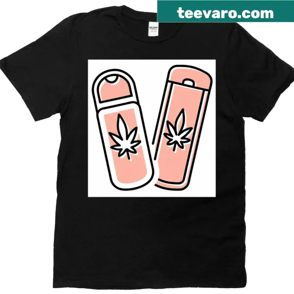 Minimalist T-shirt with cannabis-themed art design