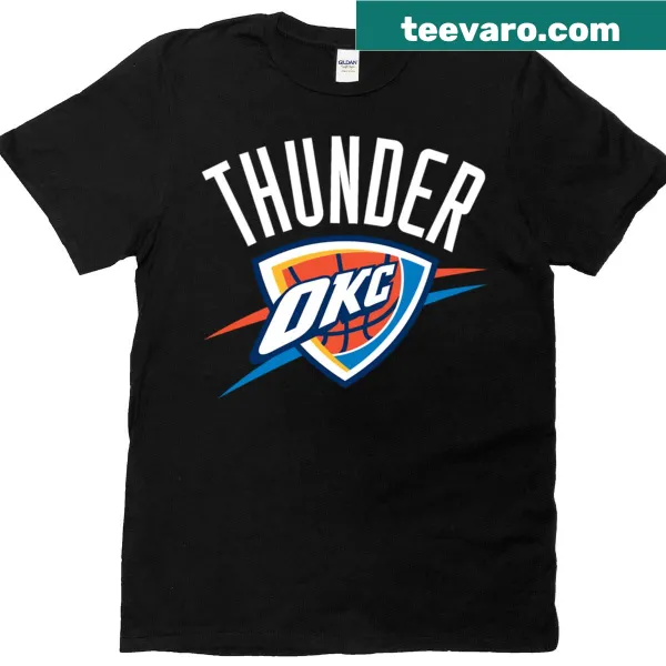 Oklahoma City Thunder logo on a sports-themed T-shirt