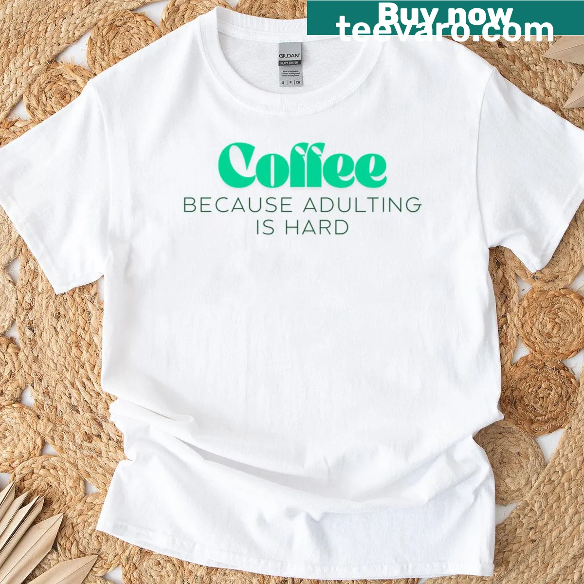 Funny T-shirt with the quote 'Coffee Because Adulting Is Hard' for coffee lovers. — on a men's t-shirt