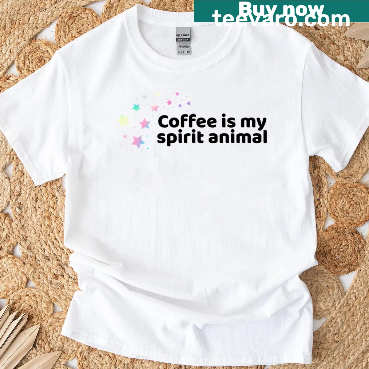 Funny coffee quote t-shirt for caffeine lovers — on a men's t-shirt