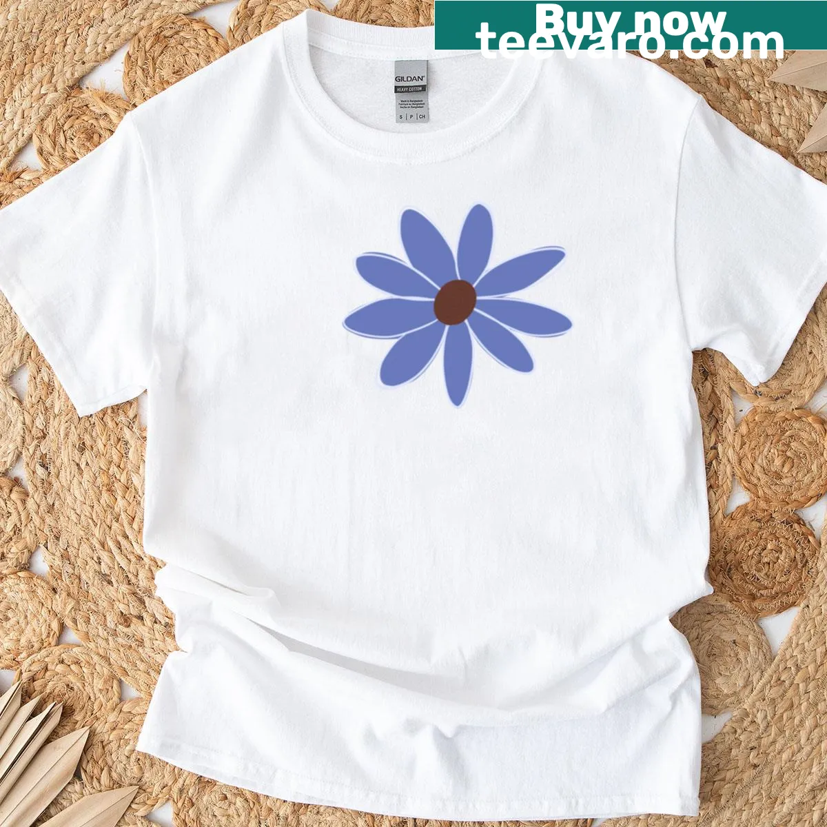 Minimalist floral doodle of wildflowers on a T-shirt — on a men's t-shirt