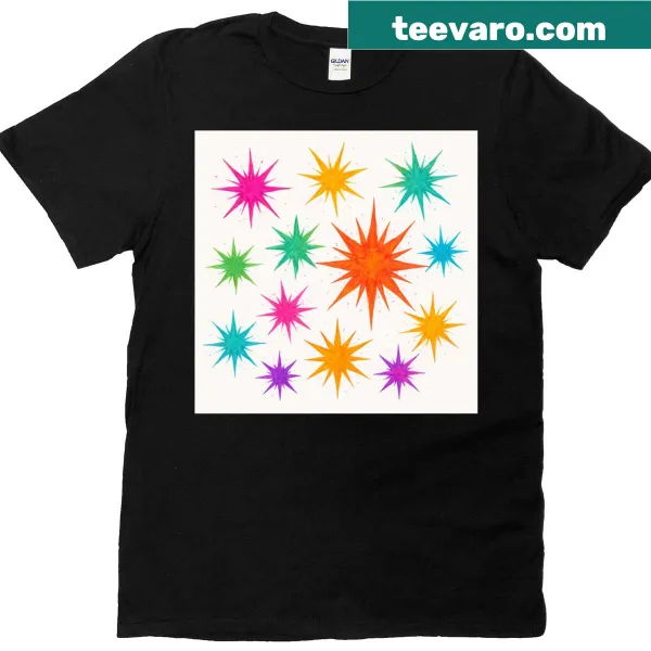 Oversized T-shirt with cosmic and colorful burst design