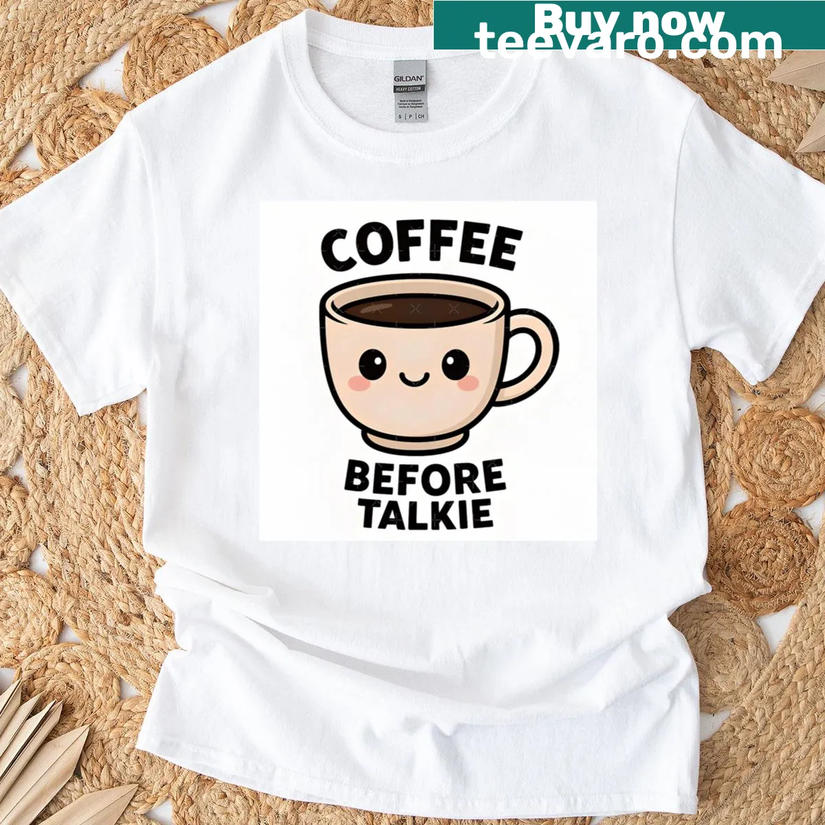 Funny coffee mug quote t-shirt for morning moods — on a men's t-shirt