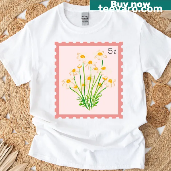 Charming flower stamp graphic on a cute t-shirt