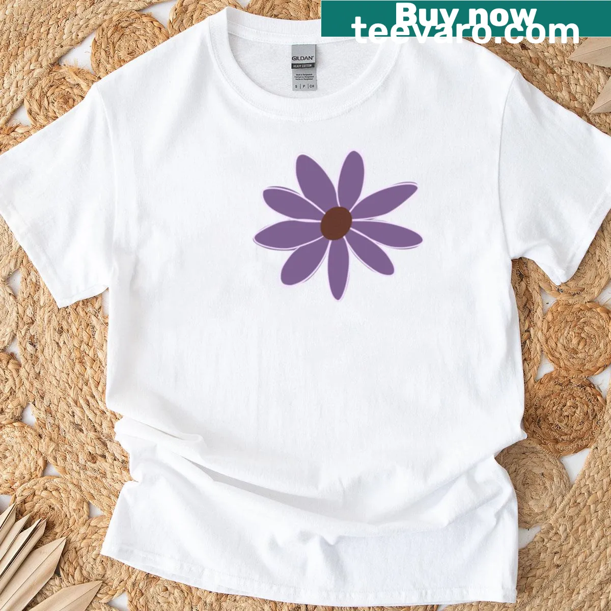 Minimalist floral doodle graphic on a serene t-shirt — on a men's t-shirt