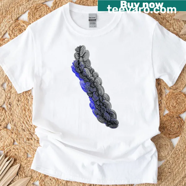Doodle illustration of a feather on a t-shirt