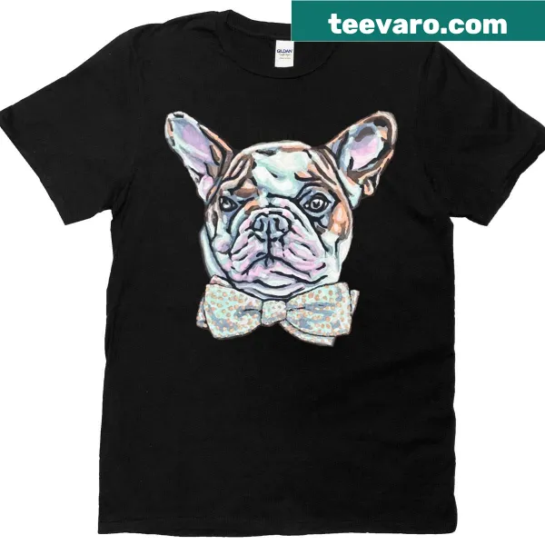 Adorable French bulldog illustration with bow tie on a t-shirt