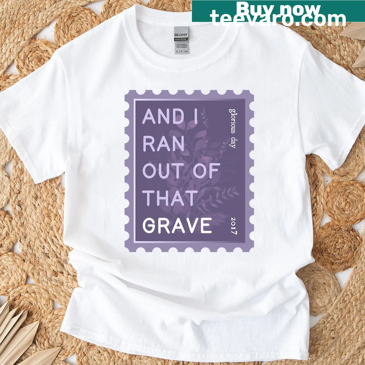 Inspirational t-shirt featuring 'Glorious Day Worship Stamp' design — on a men's t-shirt
