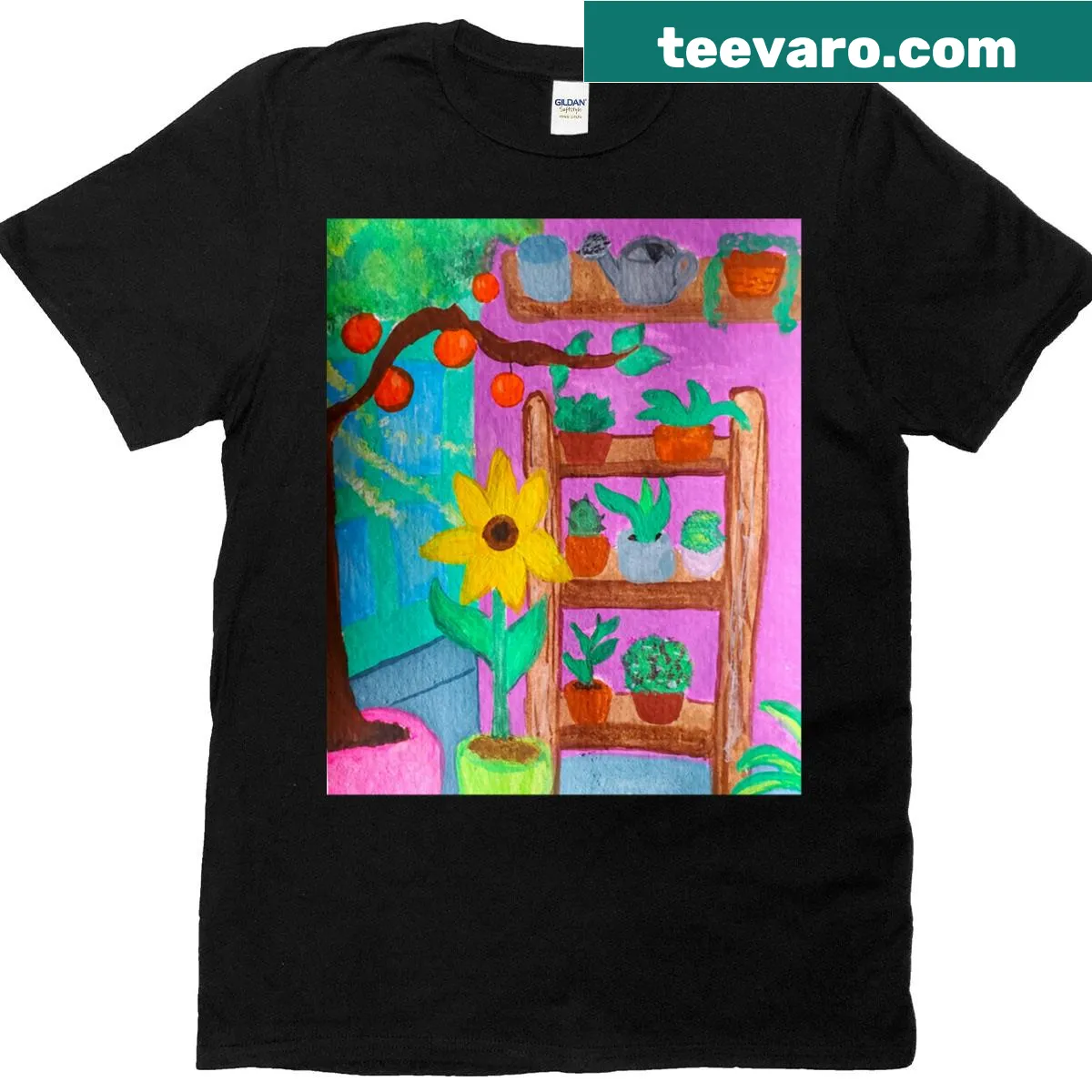 Greenhouse-themed T-shirt celebrating gardening and nature — on a men's t-shirt