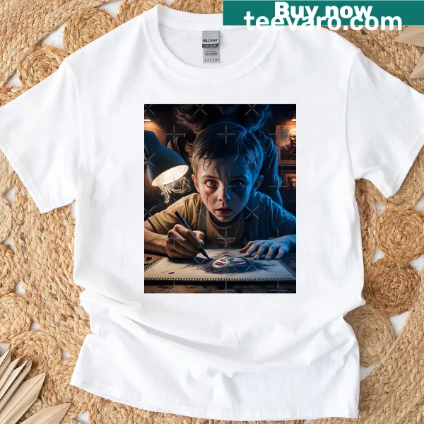 Graphic T-shirt featuring a haunting illustration