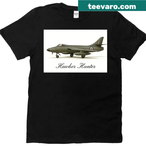 T-shirt featuring a detailed illustration of the Hawker Hunter aircraft