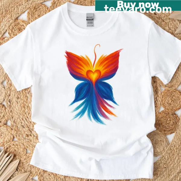 Heart wings design symbolizing love on a T-shirt