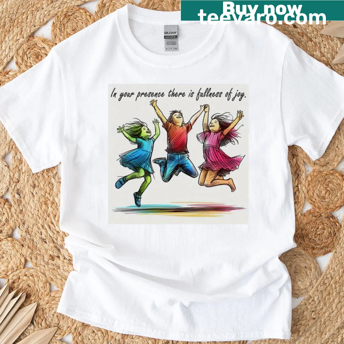 Inspirational T-shirt about joy in presence — on a men's t-shirt