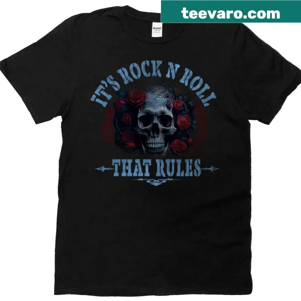 Distressed oversized T-shirt celebrating rock and roll music