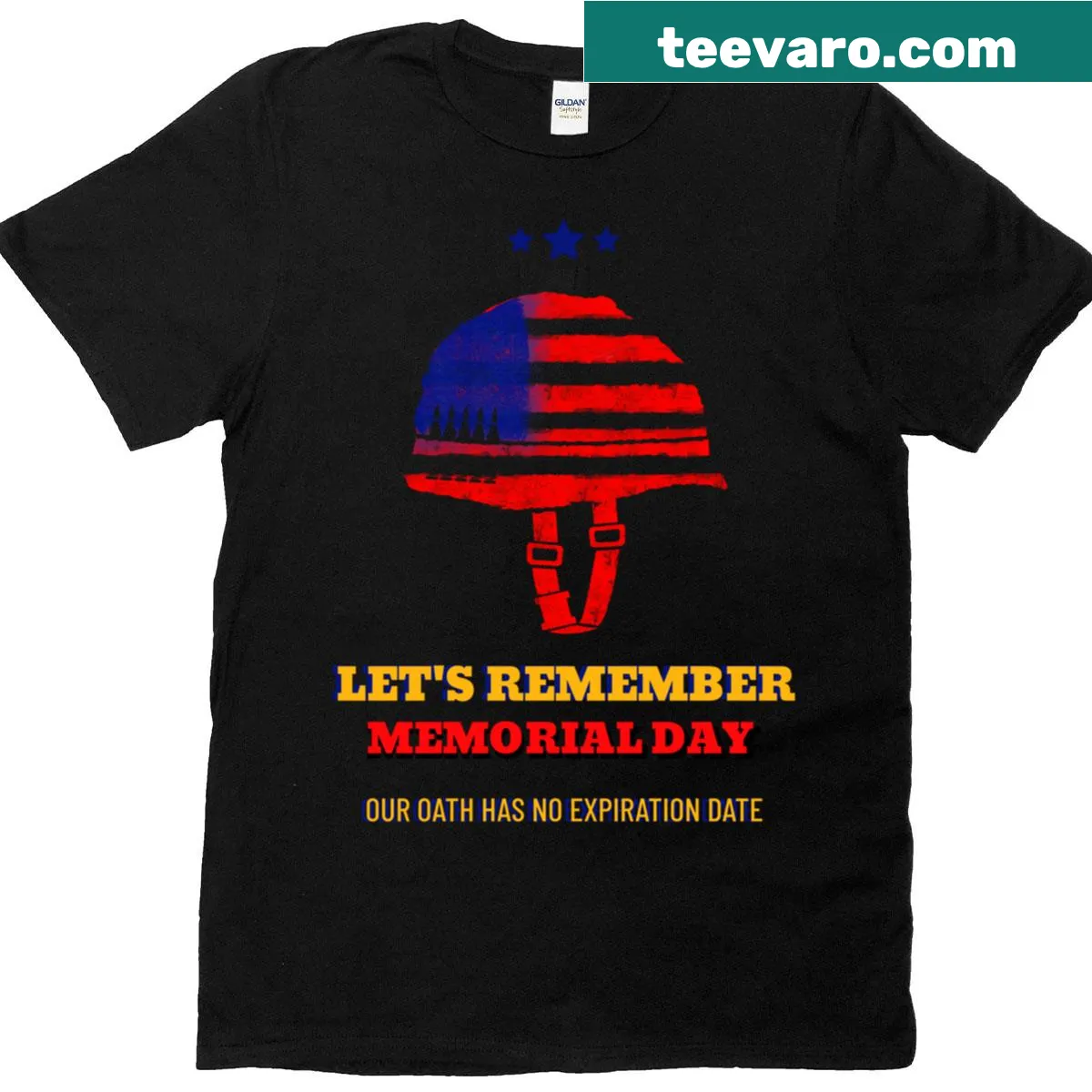 Memorial Day T-shirt with typography reading 'Lets Remember' — on a men's t-shirt