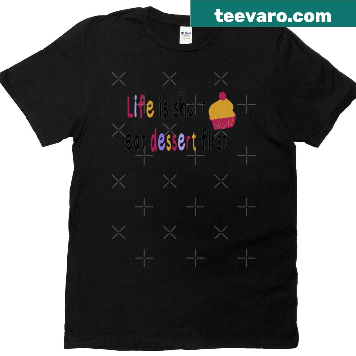 Oversized t-shirt with playful dessert-themed typography — on a men's t-shirt