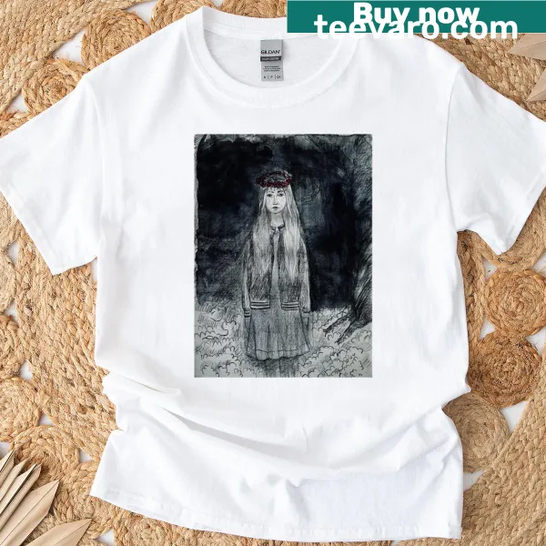 Cartoon of a female magician performing tricks on a T-shirt