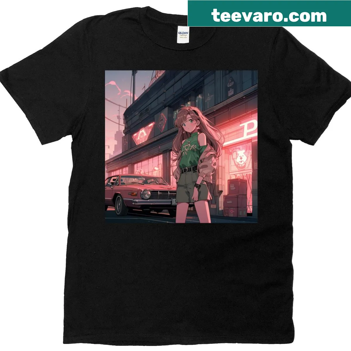 Oversized t-shirt featuring artistic design inspired by Makoto — on a men's t-shirt