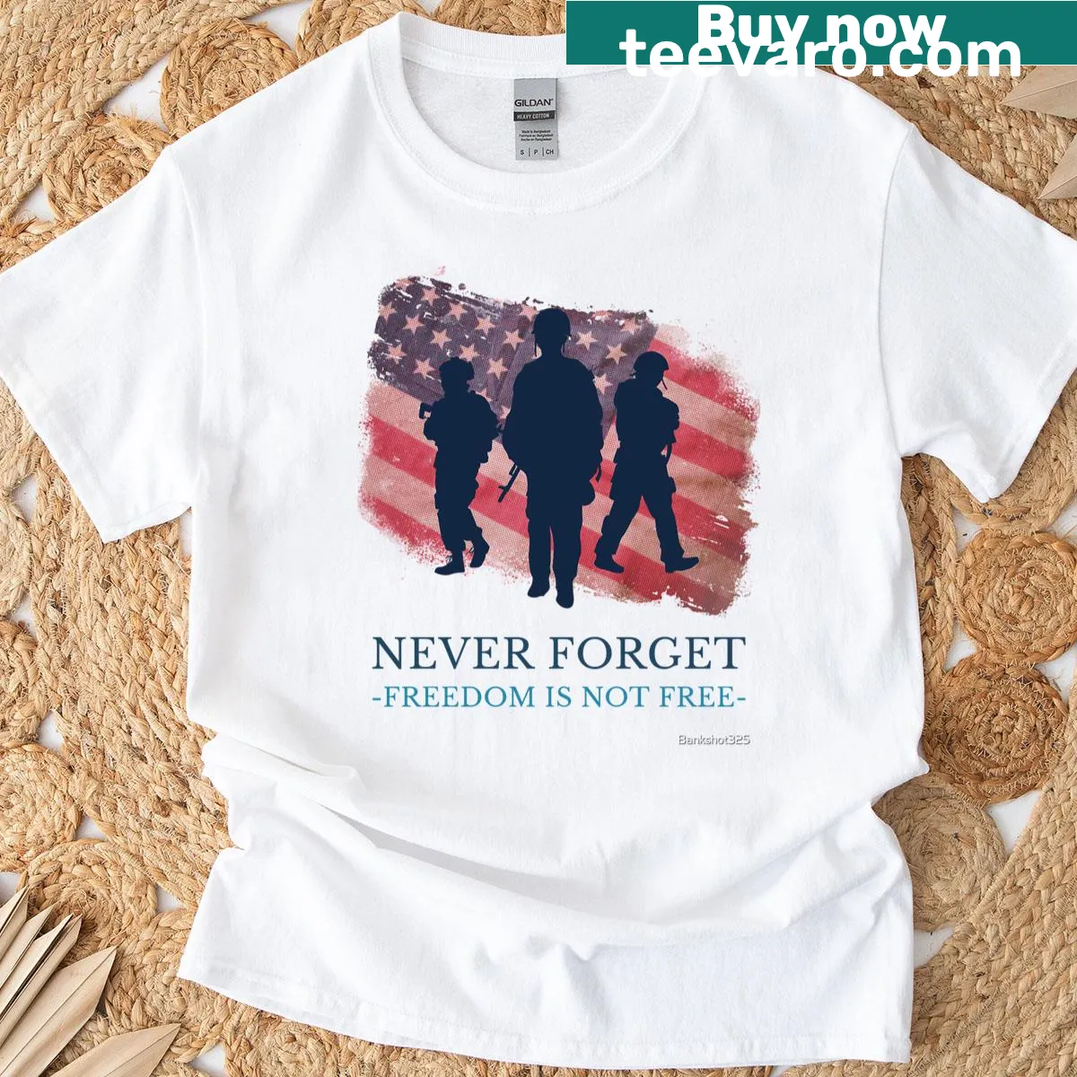 Memorial Day T-shirt with the phrase 'Never Forget Freedom Is Not Free' in bold typography — on a men's t-shirt