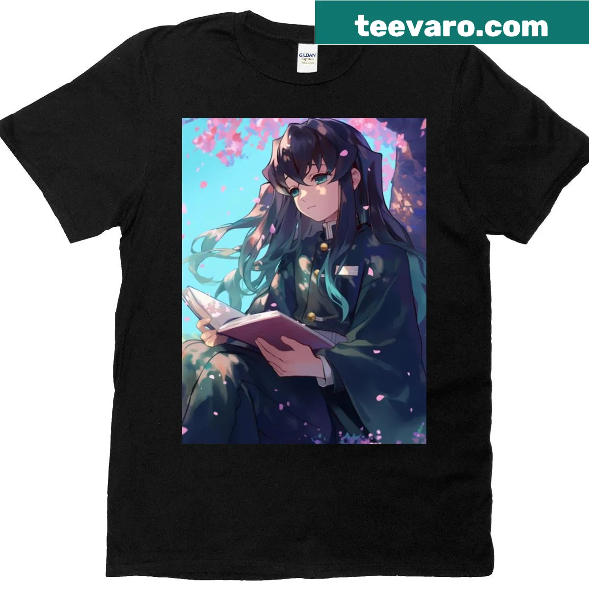 Anime-inspired Mist Hashira graphic on oversized T-shirt — on a men's t-shirt