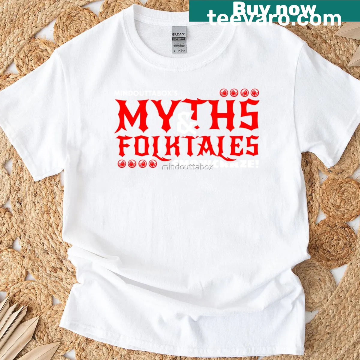 T-shirt featuring myth-inspired design with imaginative elements and folklore themes. — on a men's t-shirt
