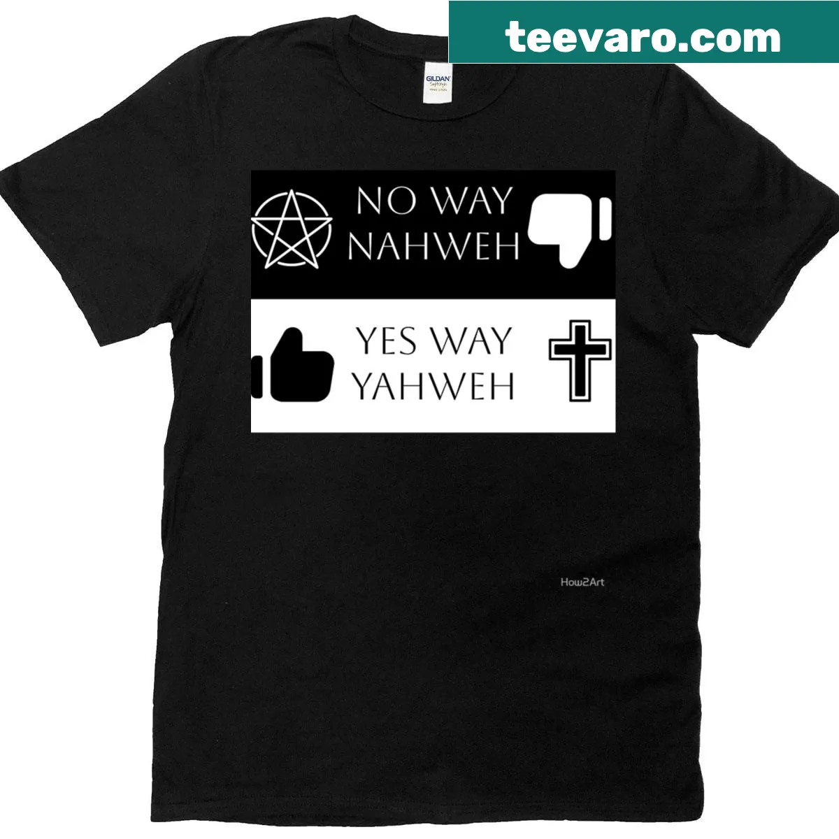 Typography design 'Nahweh Vs Yahweh' on an oversized t-shirt — on a men's t-shirt