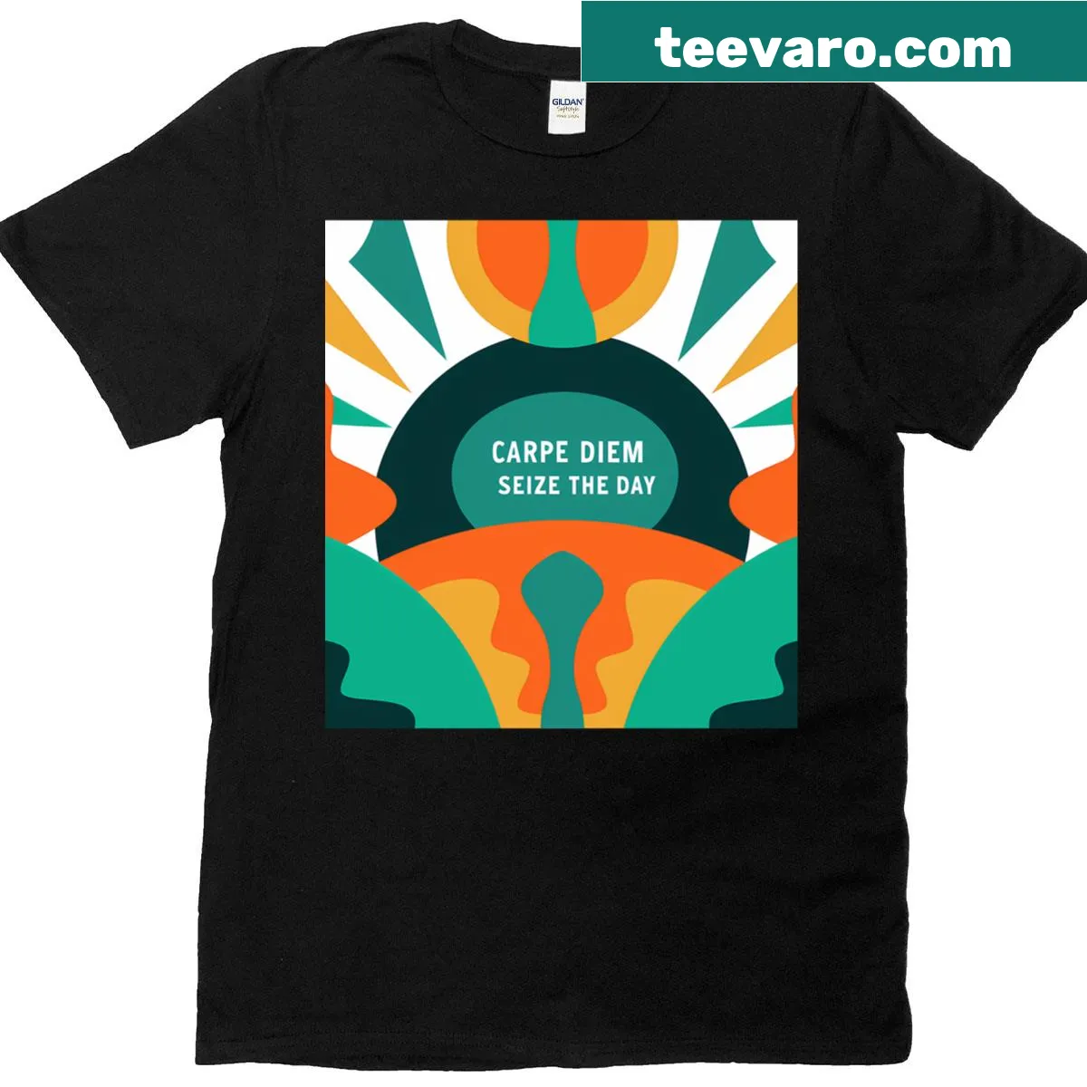 Nature-inspired illustration featuring the phrase 'Carpe Diem' on T-shirt — on a men's t-shirt