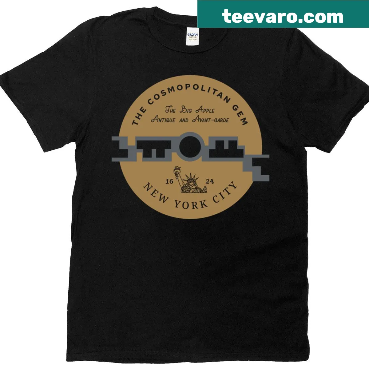 New York City themed T-shirt with Korean typography design — on a men's t-shirt