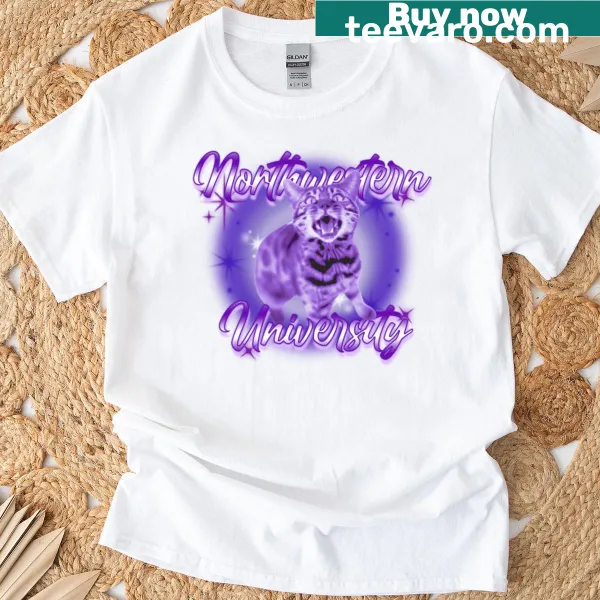Northwestern University Wildcat T-shirt with airbrush design