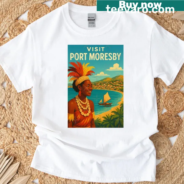 Cultural design featuring traditional dress from Port Moresby on T-shirt