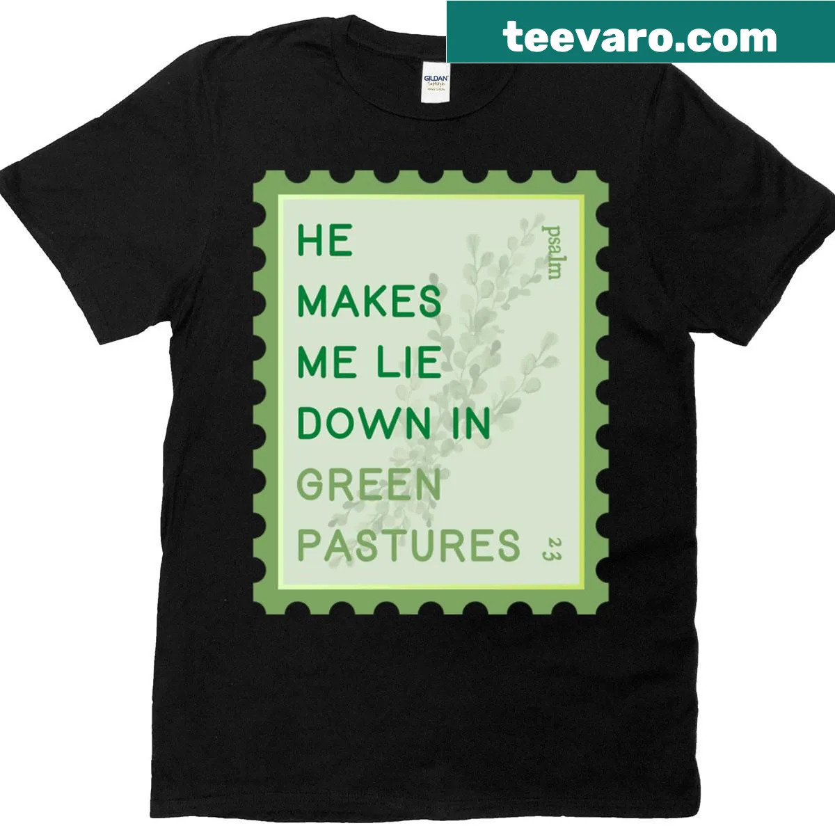 Typographic design of Psalm 23 on a T-shirt — on a men's t-shirt