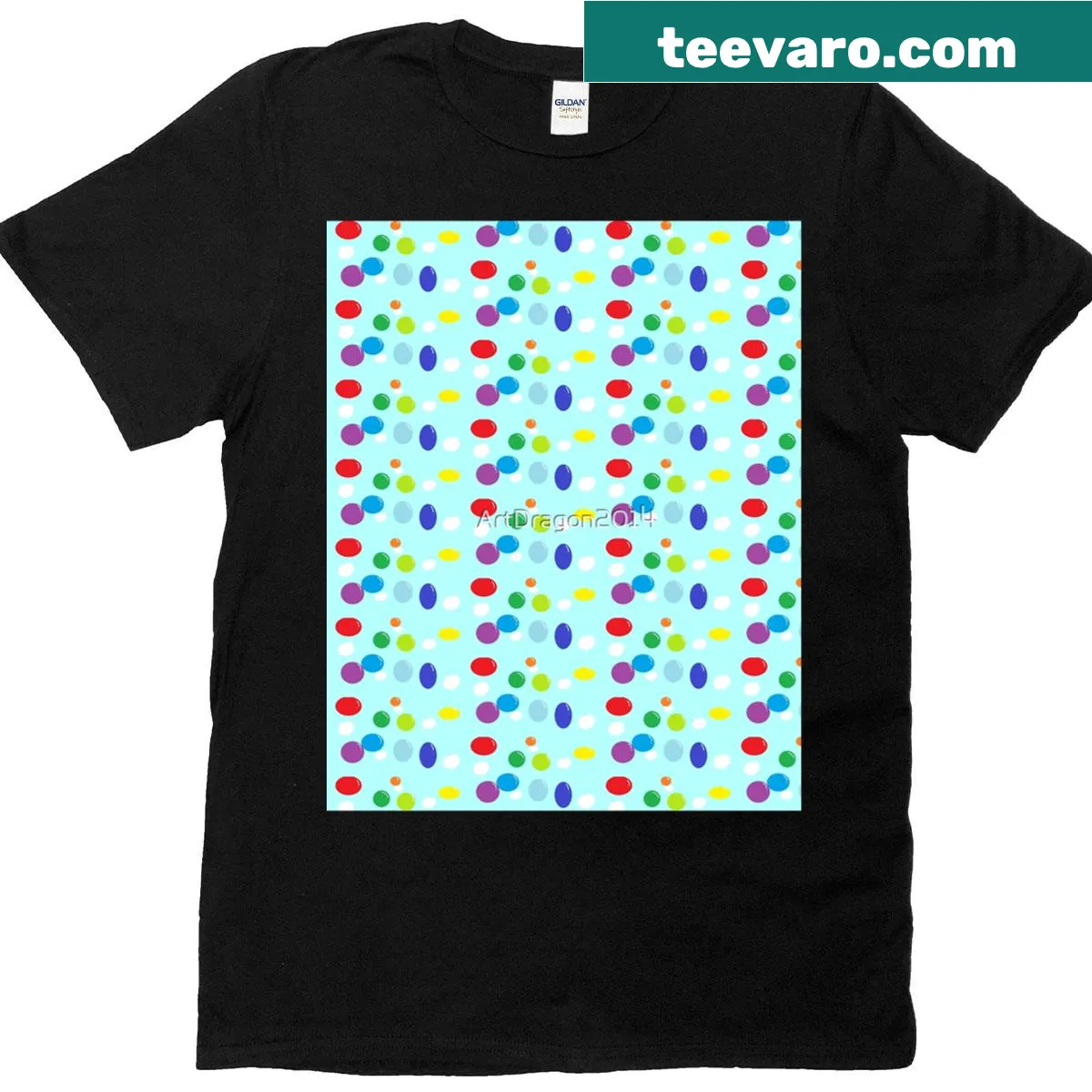 Colorful graphic of rainbow bubbles on a t-shirt. — on a men's t-shirt