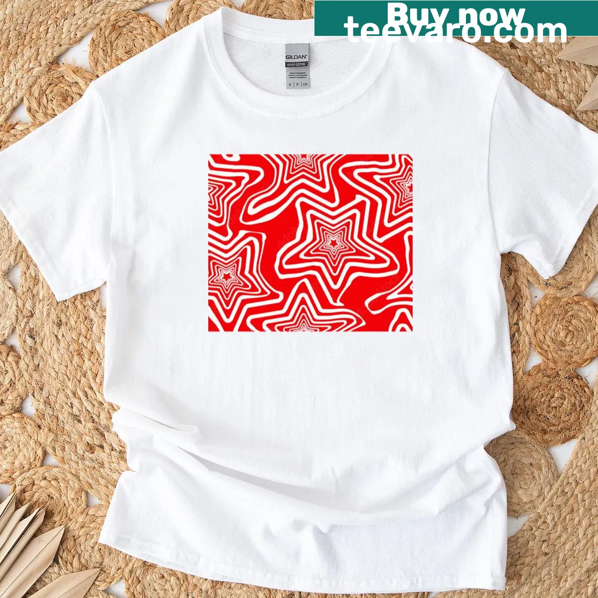 Red Starts t-shirt featuring bold inspirational typography — on a men's t-shirt