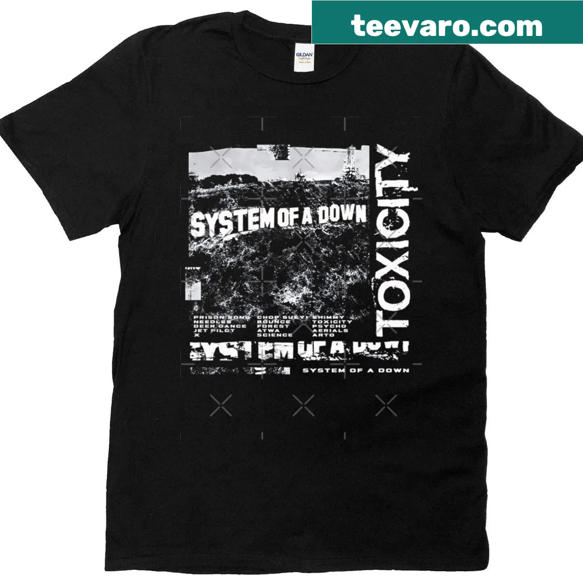 Retro 90s band t-shirt with iconic music design — on a men's t-shirt